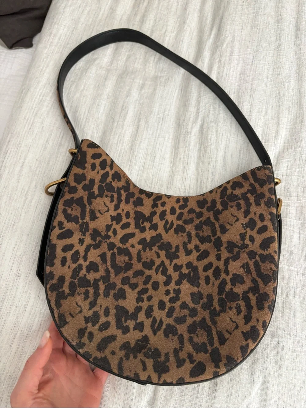 Dolce Vita Leopard-Print ‘Bree’ Crescent Shoulder Hobo Bag - Brown/Black